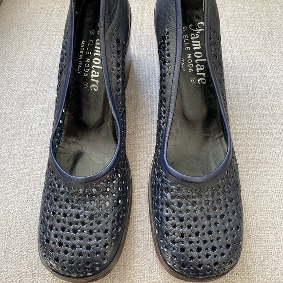 Vintage 70’s Navy Leather Famolare Italian Shoes - Picture 2 of 6